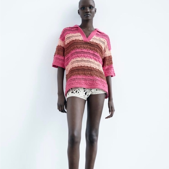 Zara Oversized Striped Knit Polo - Picture 2 of 3